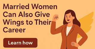 Illustration of a confident married woman with wings, symbolizing career growth and empowerment