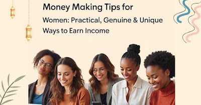 Money making tips for women – diverse group of happy women learning practical ways to earn income online and offline
