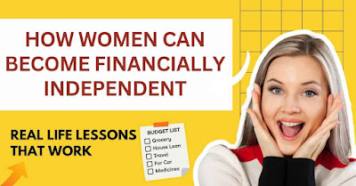 How women can achieve financial independence blog post thumbnail, showing a woman with a financial plan