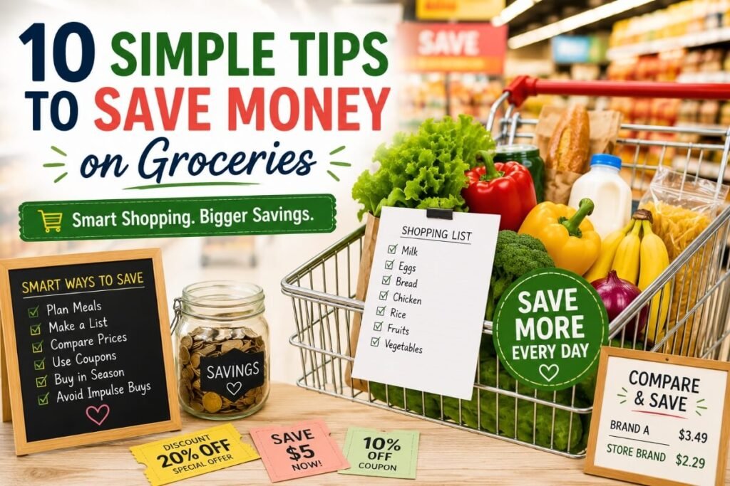 Smart grocery shopping tips to save money on groceries every month.
