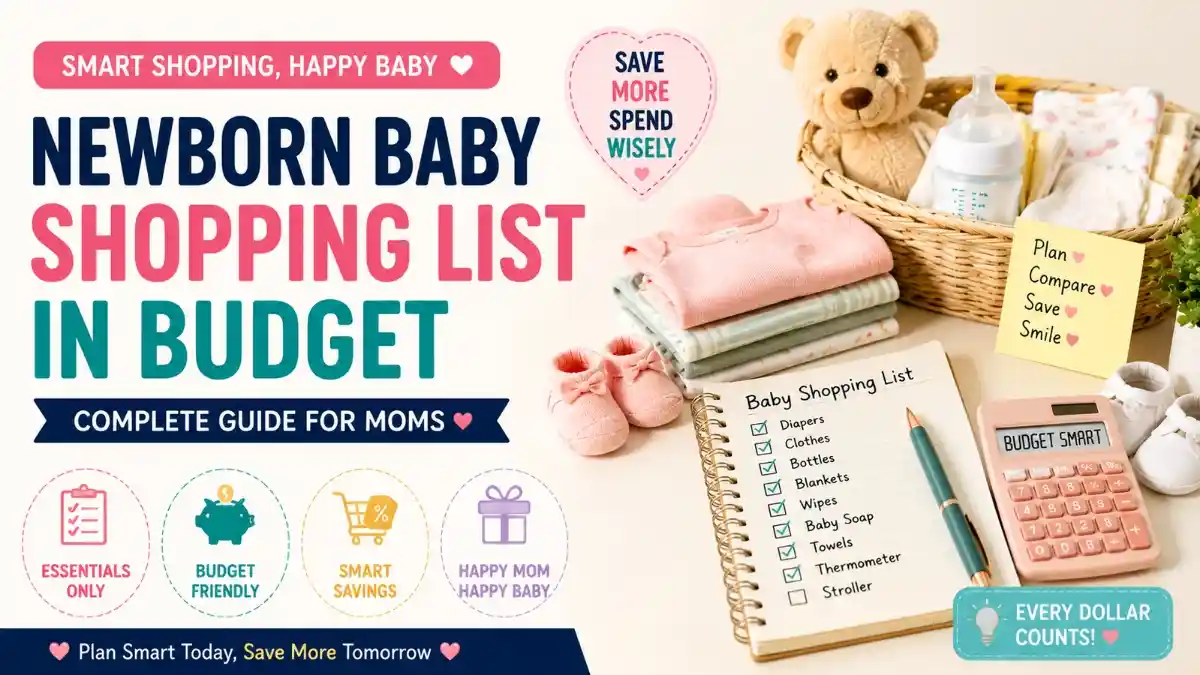 A complete newborn baby shopping list in budget to help first-time moms buy essential baby items without overspending.