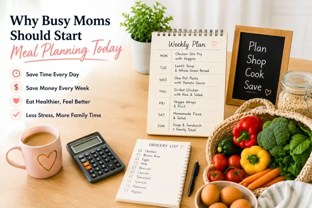 Mom preparing budget-friendly meals and groceries for her family